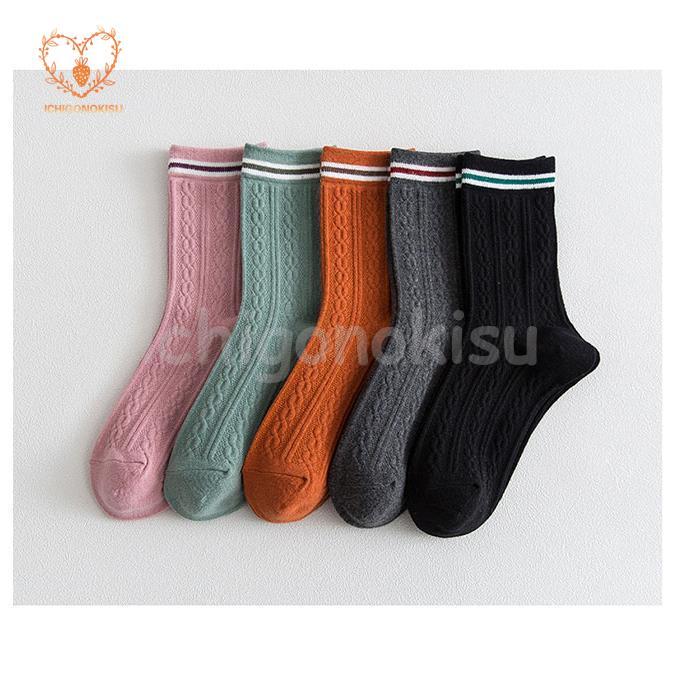 メガ割 新作靴下 レディース ソックス コットン 1足 クルーソックス 綿混 靴下 コットンソックス 吸湿 通気性 伸縮 滑り止め レトロ シンプル 女性 大人
