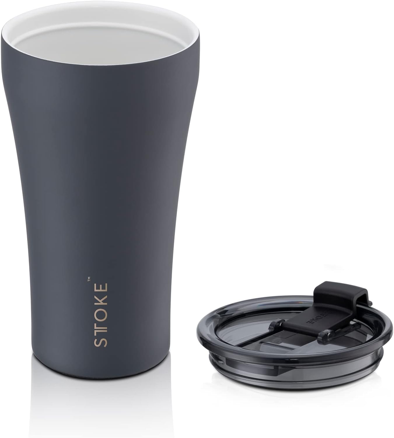 STTOKE タンブラー L 355ml 直飲み 蓋付き フタ セラミック コーティング マグカップ おしゃれ 真空 コップ 保温 保冷 広口 ステンレス お湯 コンパクト 軽量 オフィス アウトドア