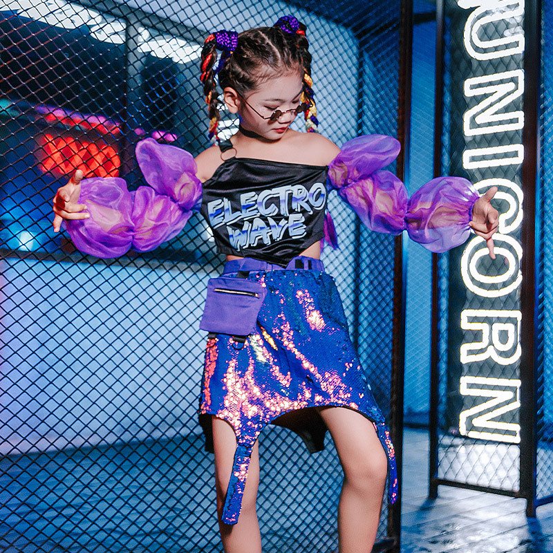スパンコール ジャッズダンス衣装 韓国 ヒップホップ キッズ ダンス 衣装 上下セットアップ タンクトップ 女の子 チアガール 演出服 ステージ 練習着