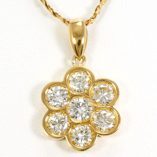 K18 18金 YG ネックレス ダイヤ 1.00 カード鑑別書 ジュエリー 中古