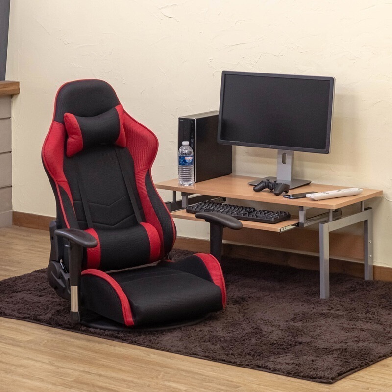 座椅子 ゲーミング フロアチェア おしゃれ ハイバック リクライニング 回転 バケットシート 肘掛