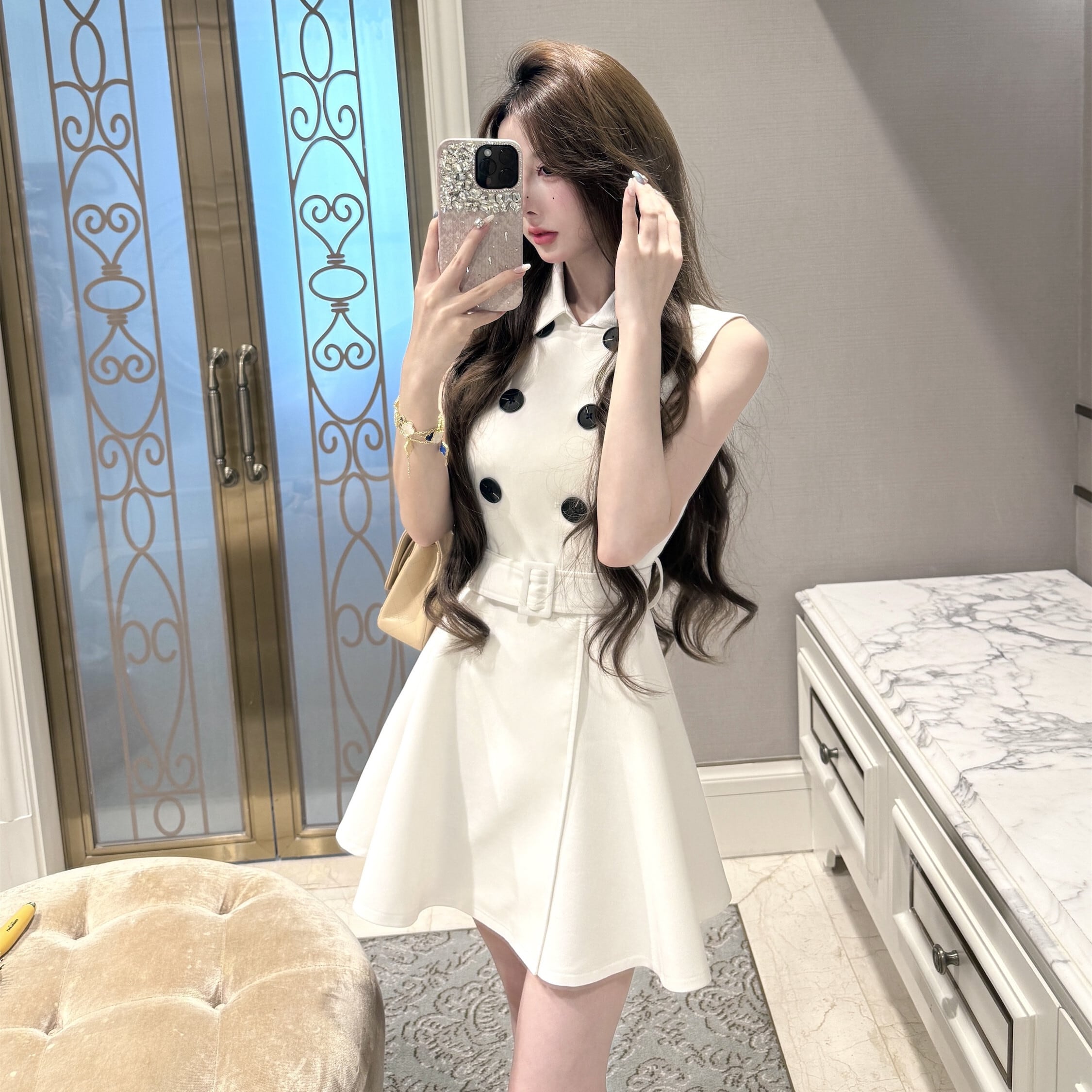 ダブルブレスト人気ノースリーブワンピース 6,178円