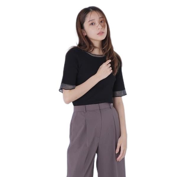 NATURAL BEAUTY BASIC(ナチュラルビューティーベーシック) セーターシアー切替リブニットレディース