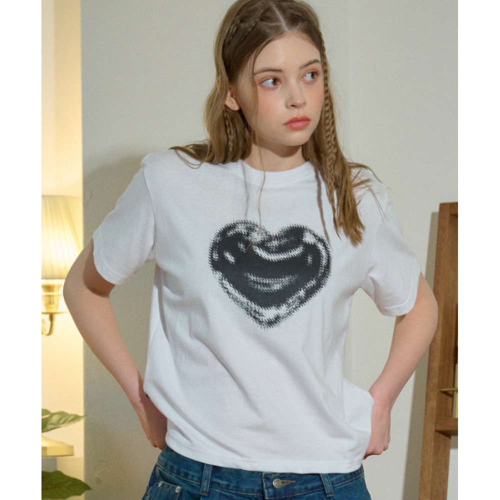 CPGN STUDIO ラフハートクロップショートスリーブ T シャツホワイト