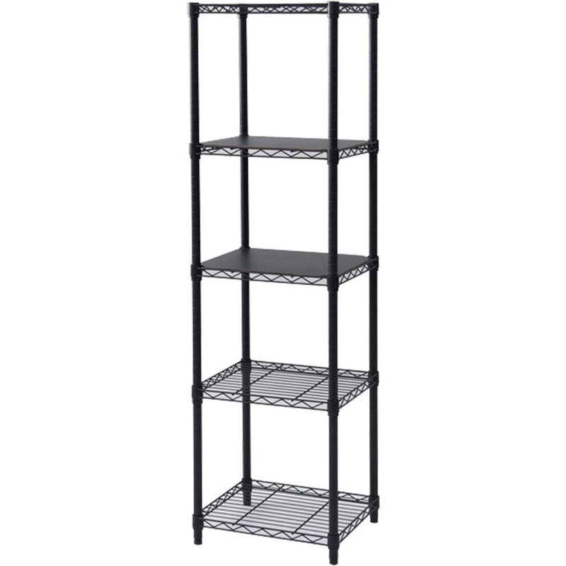 スチールラック 幅45×奥行39×高さ159cm 耐荷重250kg ハイタイプ 5段 コンパクト 木製棚板2枚付き(リバーシブル) 組