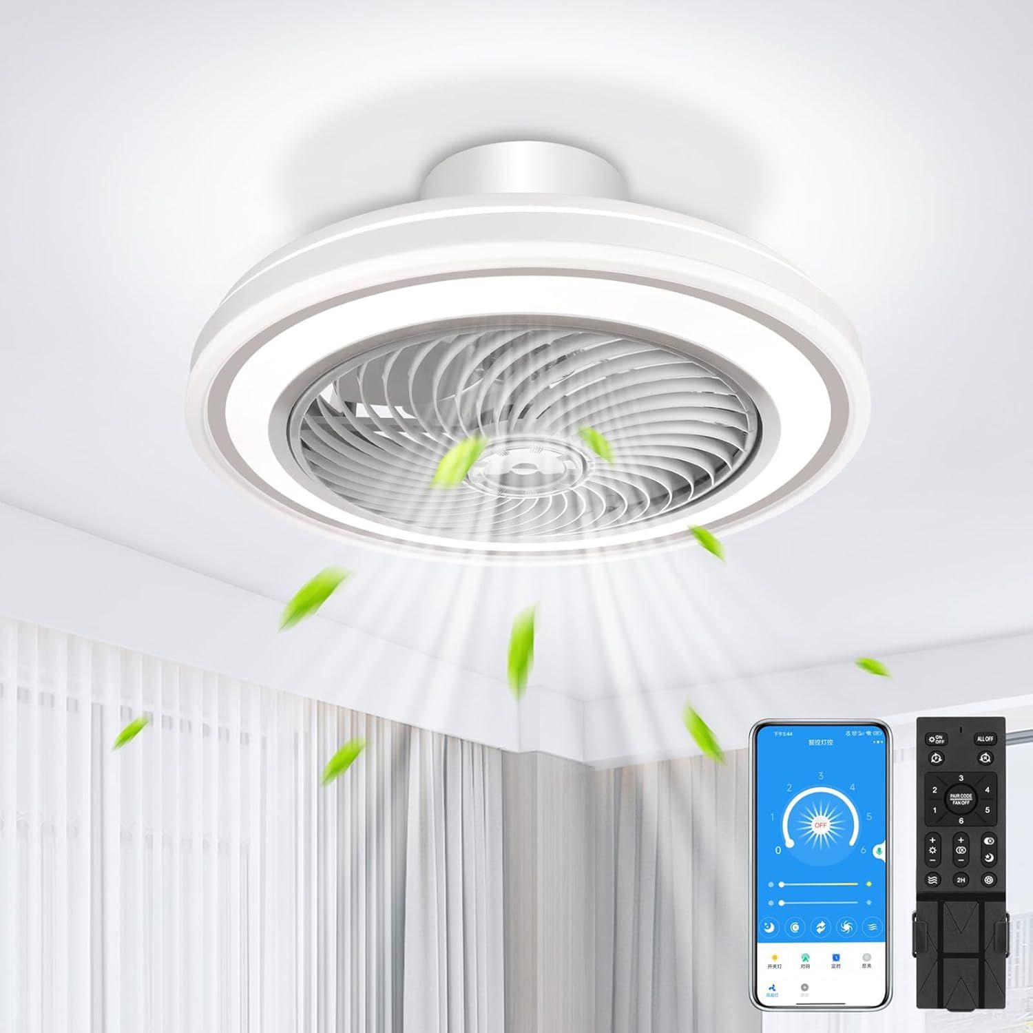 シーリングファンライト LED 8畳 天井 ライト リモコン付き 工事不要 扇風機付きライト ファン付き照明器具 無段階調光調色 引っ掛けシーリングライト LED 風速6段階 静音 天井扇風機 リモコ 7,973円