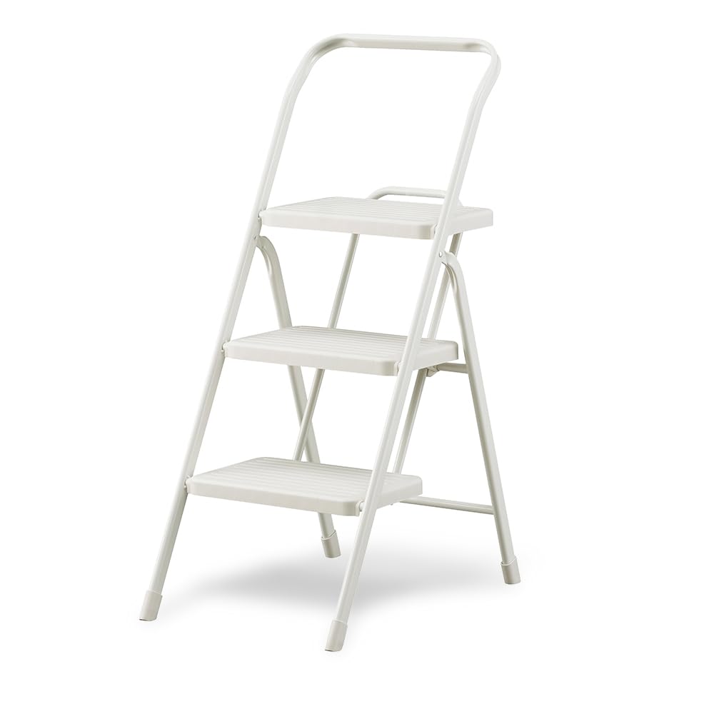 アイリスオーヤマ 折りたたみステップ 脚立 踏み台 3段 ニュアンスグレー 幅40×奥行60×高さ79(使用時) お部屋に馴染むニュアンスカラー お子様も安心のストッパー付き 安全確保 広い踏み台面積