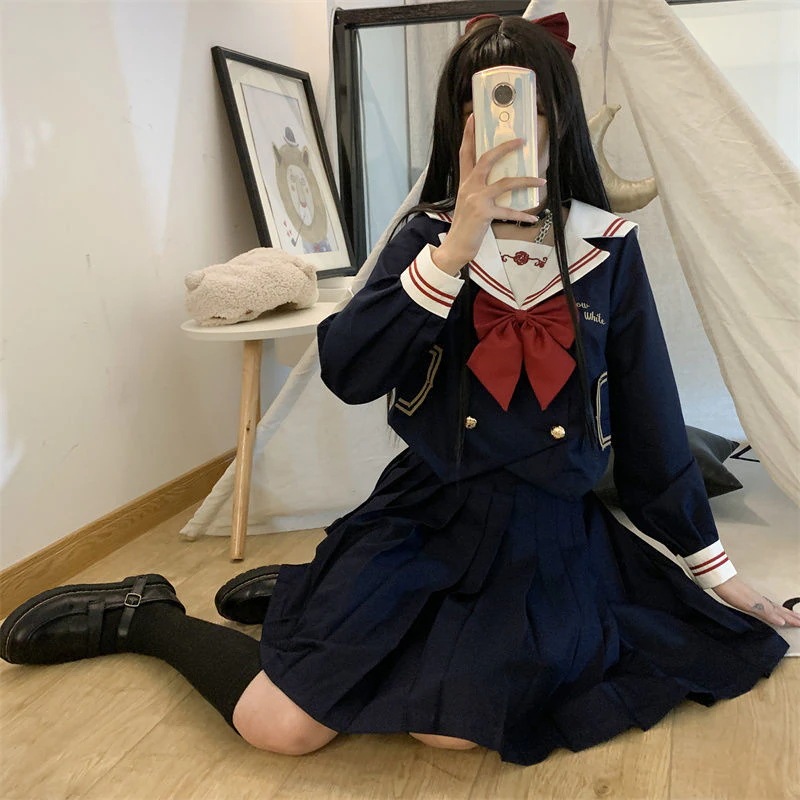 JK制服 刺繡セットです 学院 カレッジ風 半袖 長袖のスーツです スカート 学生