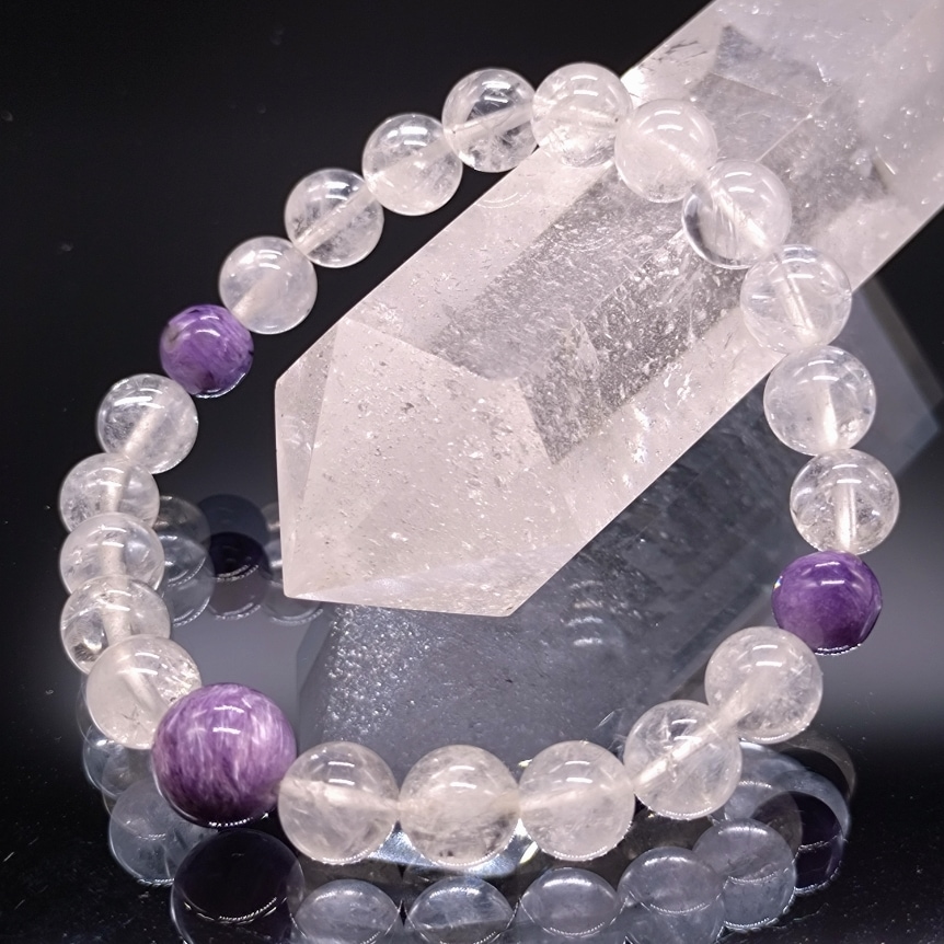 ヒマラヤ水晶 チャロアイト 8mm 親玉10mm ブレスレット パワーストーン 天然石