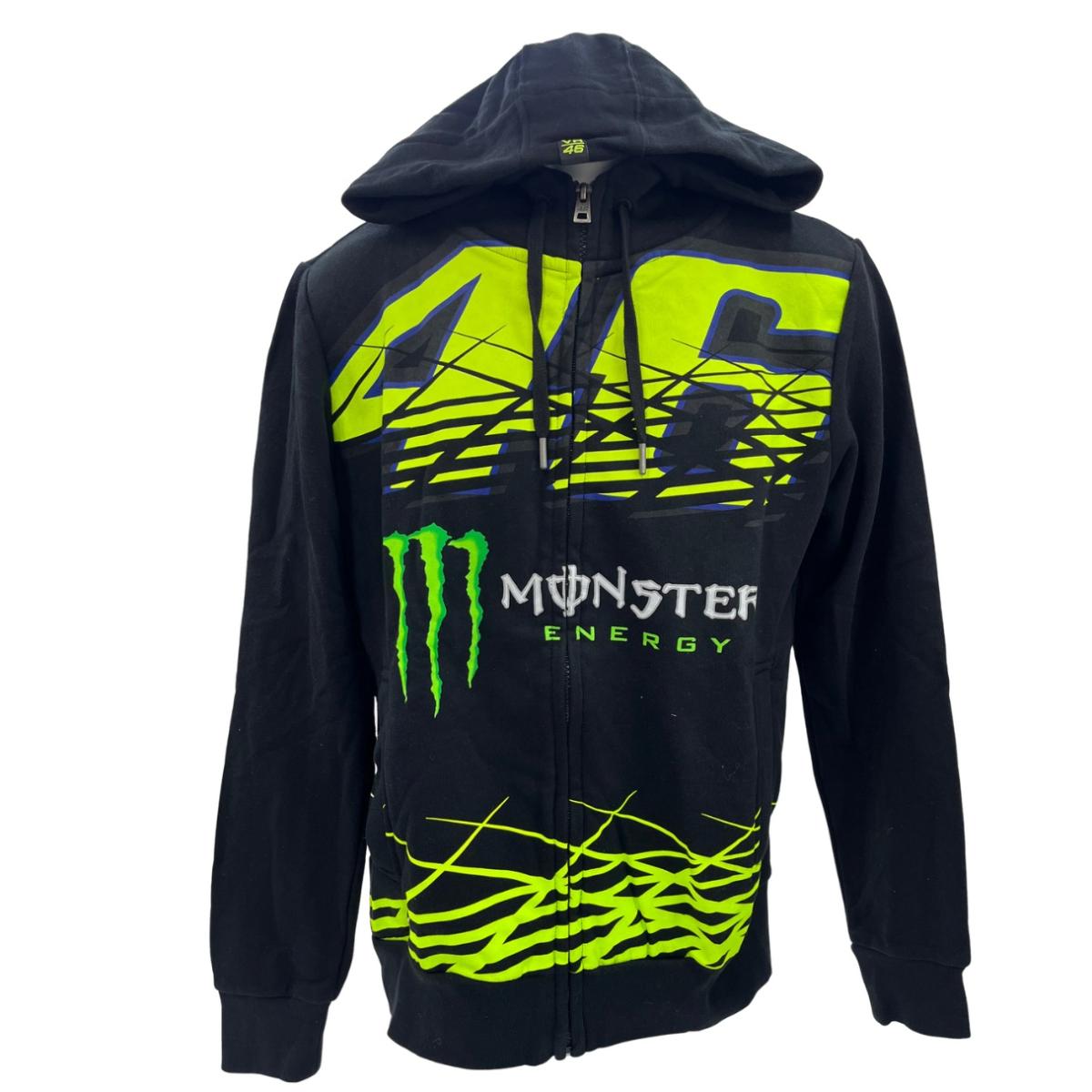 【未使用】ヴァレンティーノ ロッシ VR46フーディ黒モンスターコラボフロントジップメンズS【送料無料】メール便代引き不可
