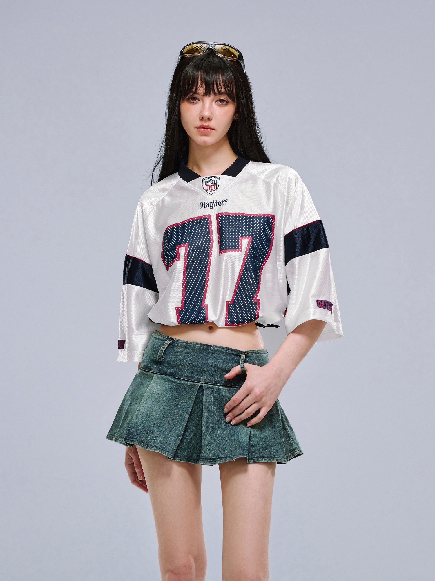 2025春夏 韓国可愛い風トップス Tシャツ K-POPファッション長袖ストリート系サイド丈フットシルエットシャツ衣装レディースサイズVネックユニセックスおしゃれカジュアル春ダンスラグラン配色T