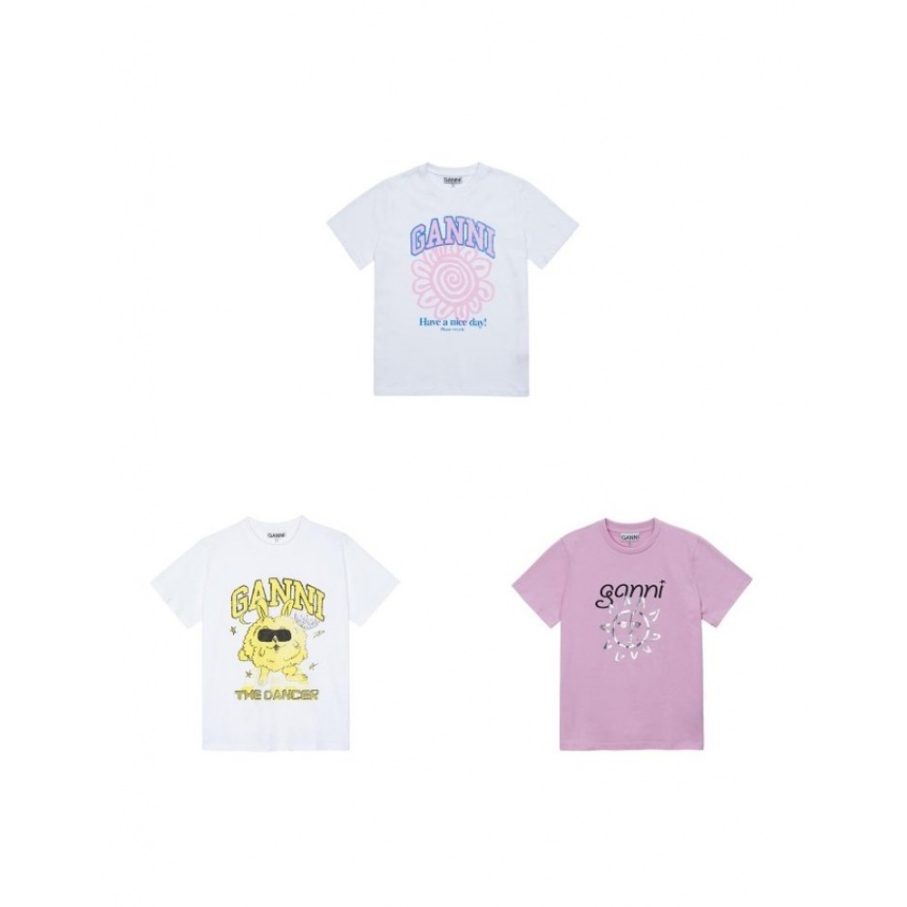 GANI 女性用半袖Tシャツ13種類選択フラットプリント 109060ウォン