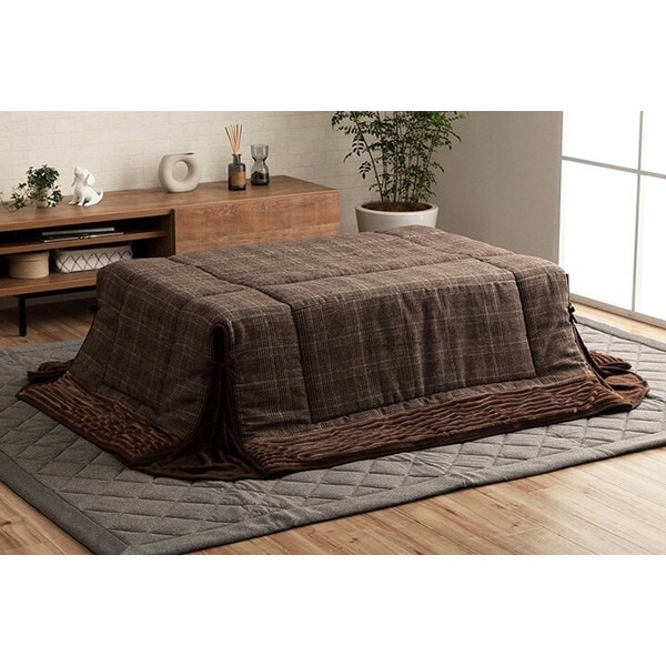 1181580061521 省スペース こたつ布団 正方形 チェック柄 ブラウン 約180×180cm メーカー直送 6,752円