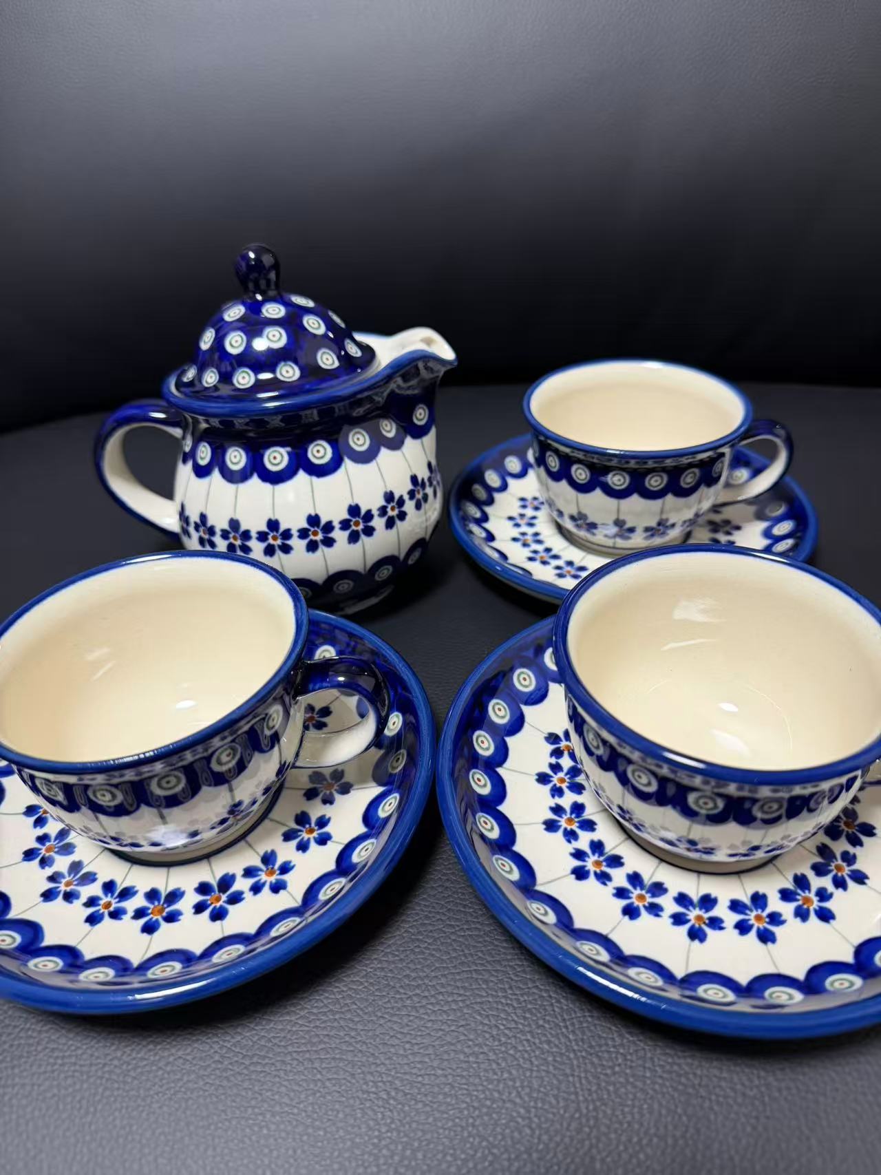 ポーランド食器 ティーポット カップ＆ソーサー セット ポーリッシュポタリー Zaklady Ceramiczne Boleslawiec/ザクワディ ボレスワヴィエツ