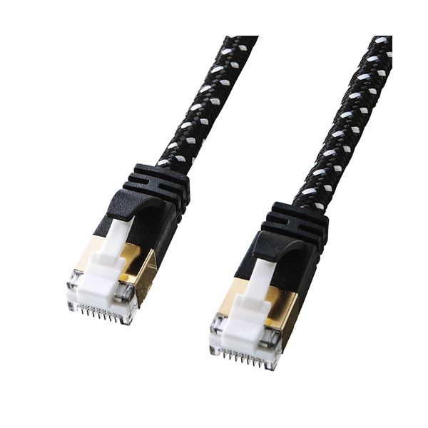 (まとめ)サンワサプライ つめ折れ防止カテゴリ7細径メッシュLANケーブル KB-T7ME-03BKW(×2セット)