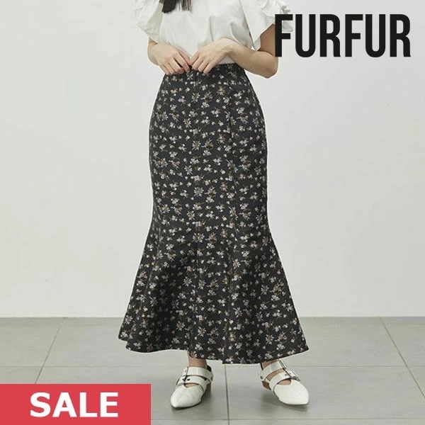 【SALE50%OFF】 【即納】 ファーファー FURFUR リトルフラワーマーメイドスカート ロング丈 マーメイド 花柄 rwfs221025