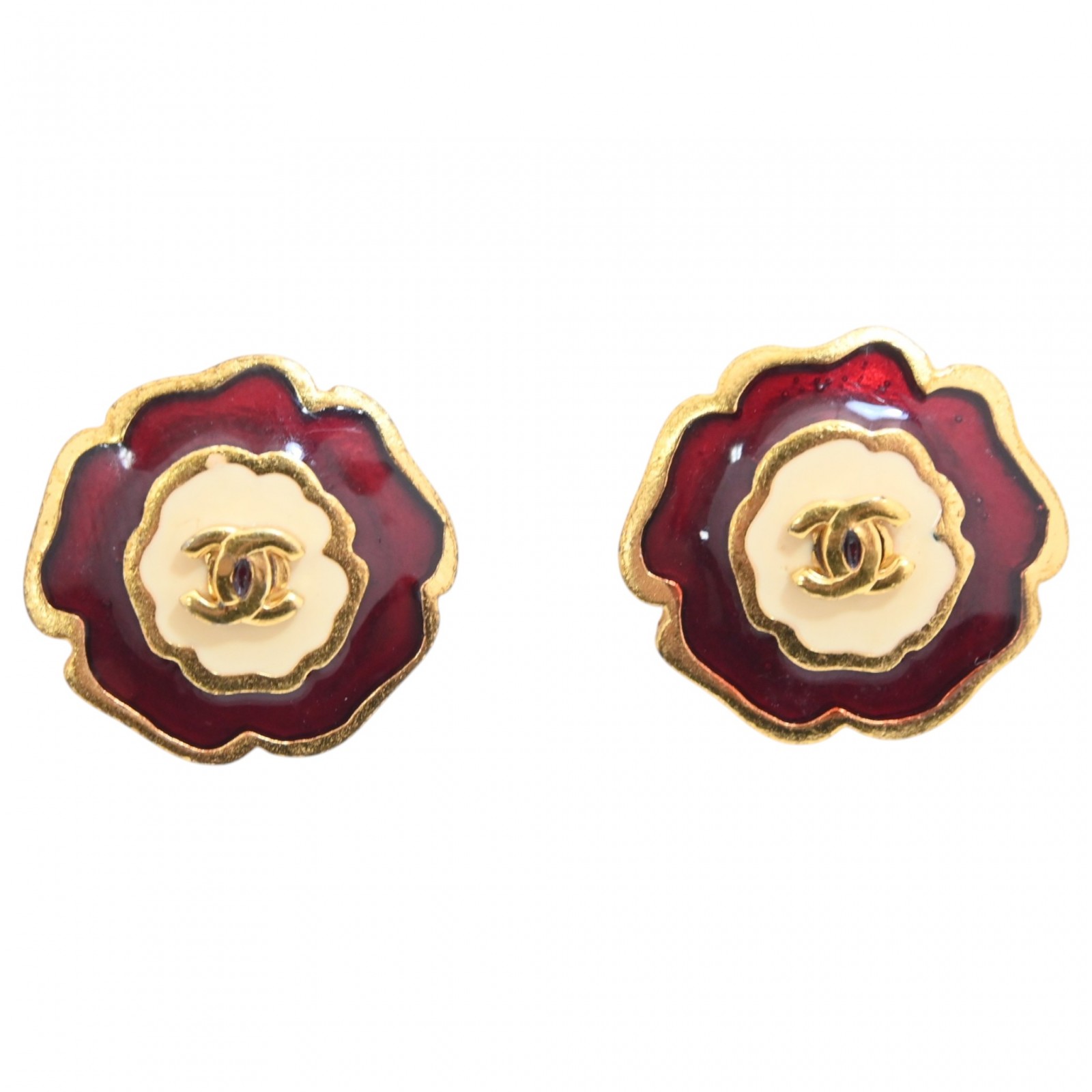 【中古】シャネル ココマーク フラワーモチーフ ピアス 花 Aランク ch7822nd