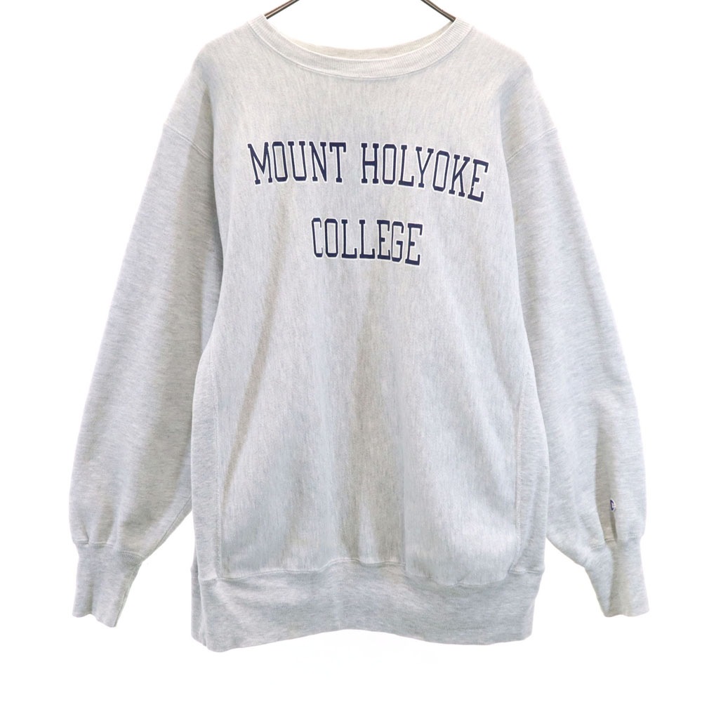 90s オールド メキシコ製 刺繍タグ マウント・ホリヨーク大学 長袖 リバースウィーブ スウェット XL グレー REVERSE WEAVE トレーナー 裏起毛 メンズ