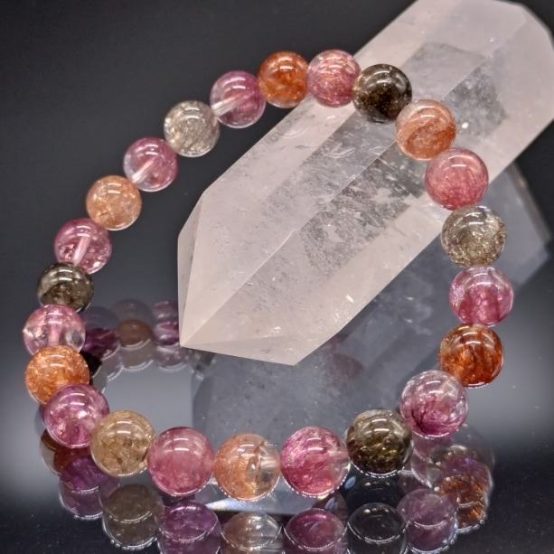 クラッククリスタル 爆裂水晶 マルチカラー 8mm ブレスレット パワーストーン 天然石