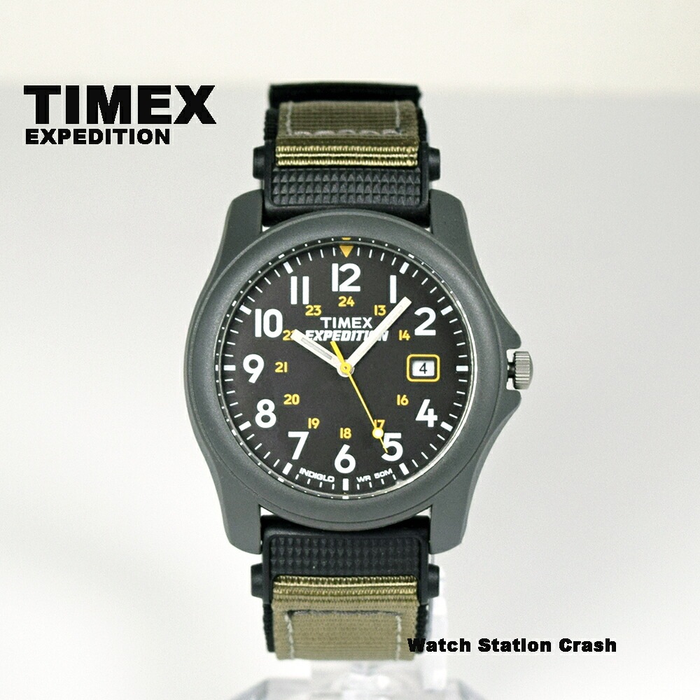 【有名人芸能人】 カーキグリーン CAMPER EXPEDITION ブラック 腕時計 メンズ T42571 TIMEX