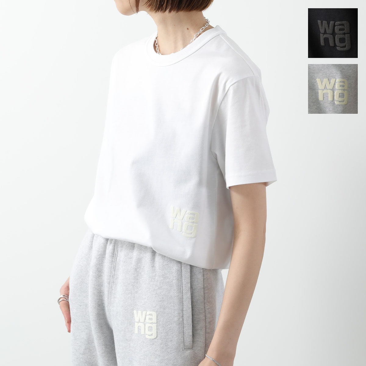 ALEXANDER WANG アレキサンダーワン Tシャツ 4CC3221357 4CC3241520 レディース 半袖 カットソー ロゴT コットン クルーネック カラー3色