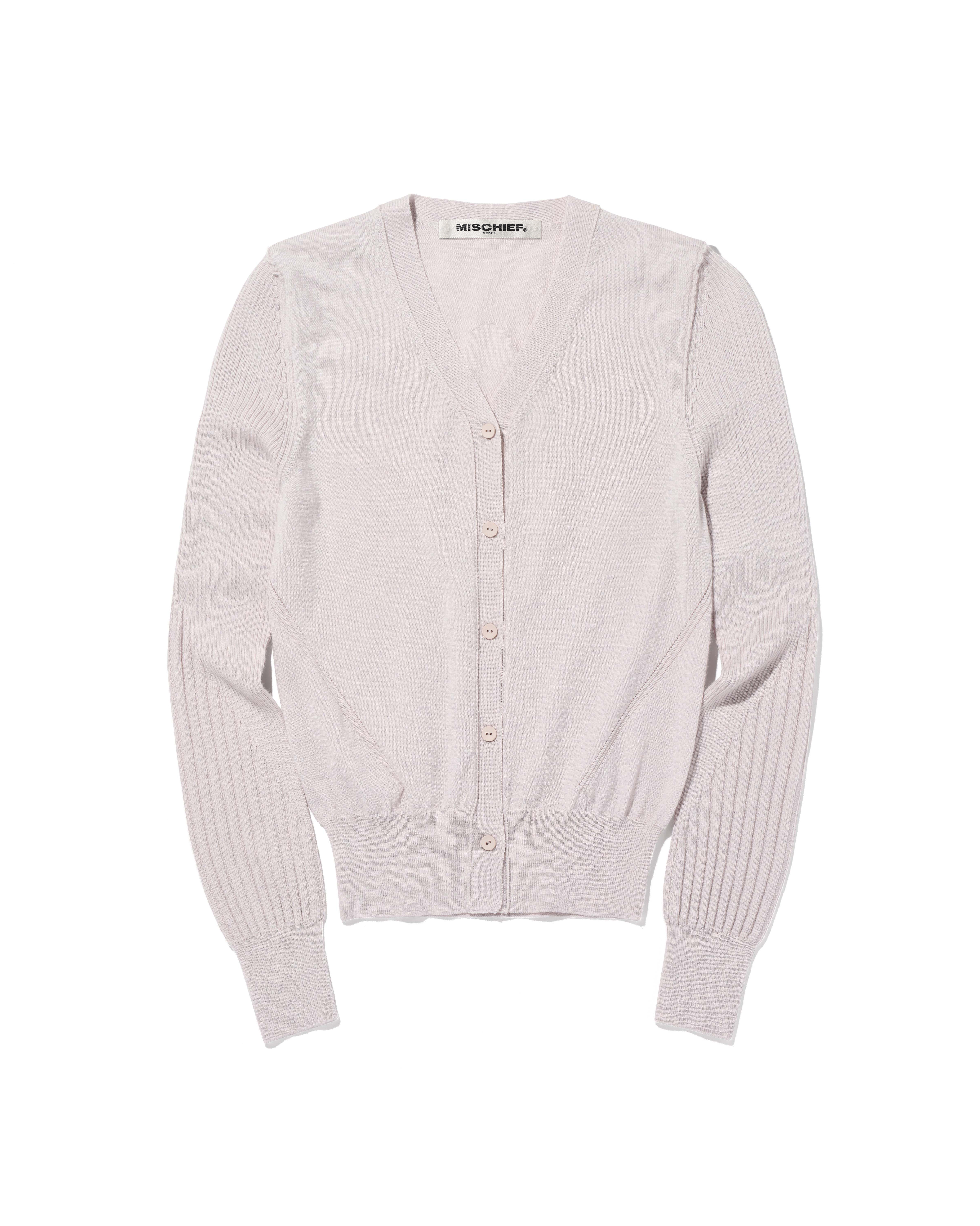 【MISCHIEF】 V-NECK WOOL KNIT CARDIGAN : LIGHT PINK GREY 22,900円