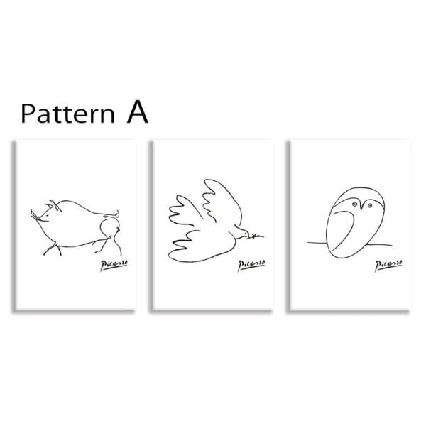 アートパネル パブロ・ピカソ 動物 ドローイング キャンバス 壁掛け 絵画 北欧 モダン おしゃれ Pablo Picasso patternA 3枚セット