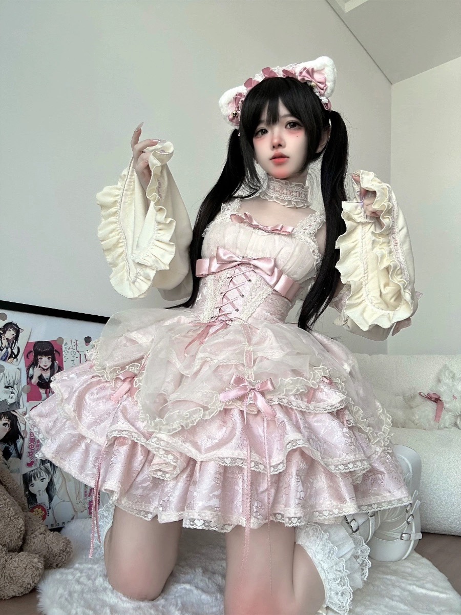 コスプレドレスロリータスカートワンピースローズバトラーjskフルセットサブカルチャー甘くスパイシーで優しいバレエロリータドレス
