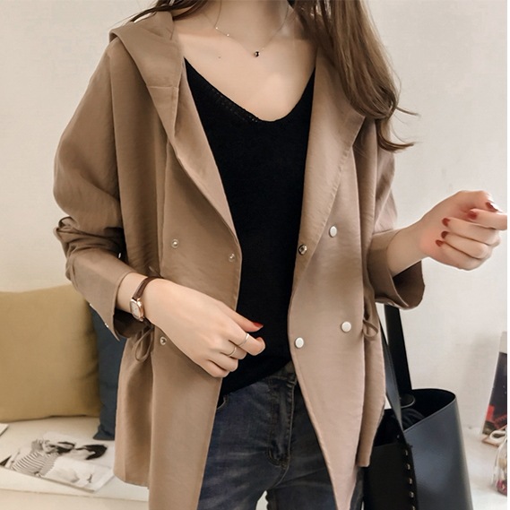 ロング丈パーカー 秋色トップス カジュアルトップス 長袖トップス トップス アウター パーカー ジャケット 上着 ロング ロング丈 長袖 ボリューム袖 Vネック スリム ストレート Iライン スマート