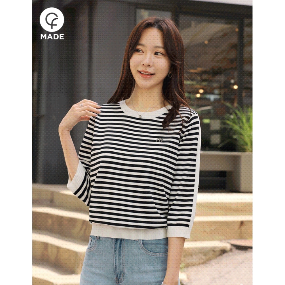 クリックアンドファニー エムストライプ 配色ニット モデル