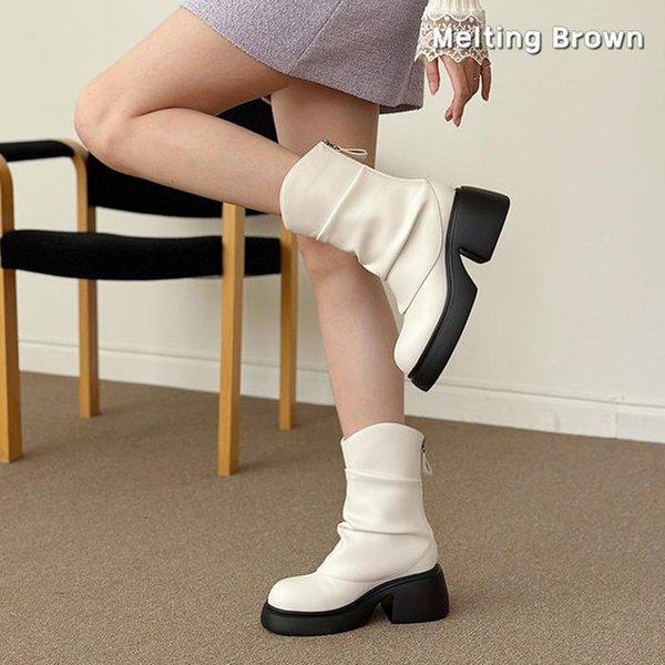 女性牛革アンクルブーツショートブーツ7cm MT19