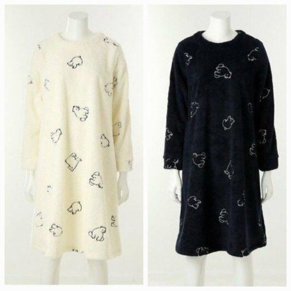 心地よくて暖かい極細糸の白熊刺繍ワンピース D_J(VEV3967L)