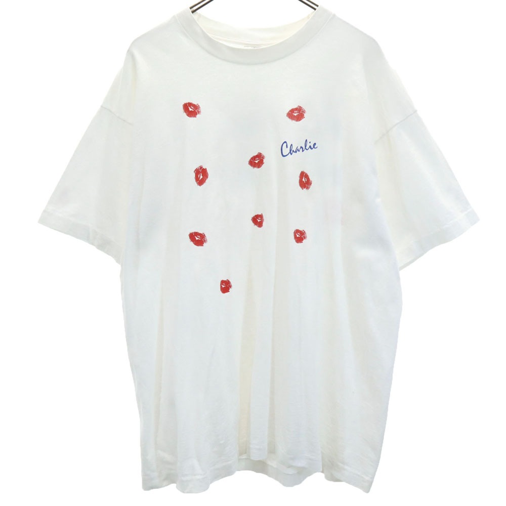 90s USA製 プリント 半袖 シングルステッチ Tシャツ XL ホワイト系 オールド ヴィンテージ メンズ 5,410円