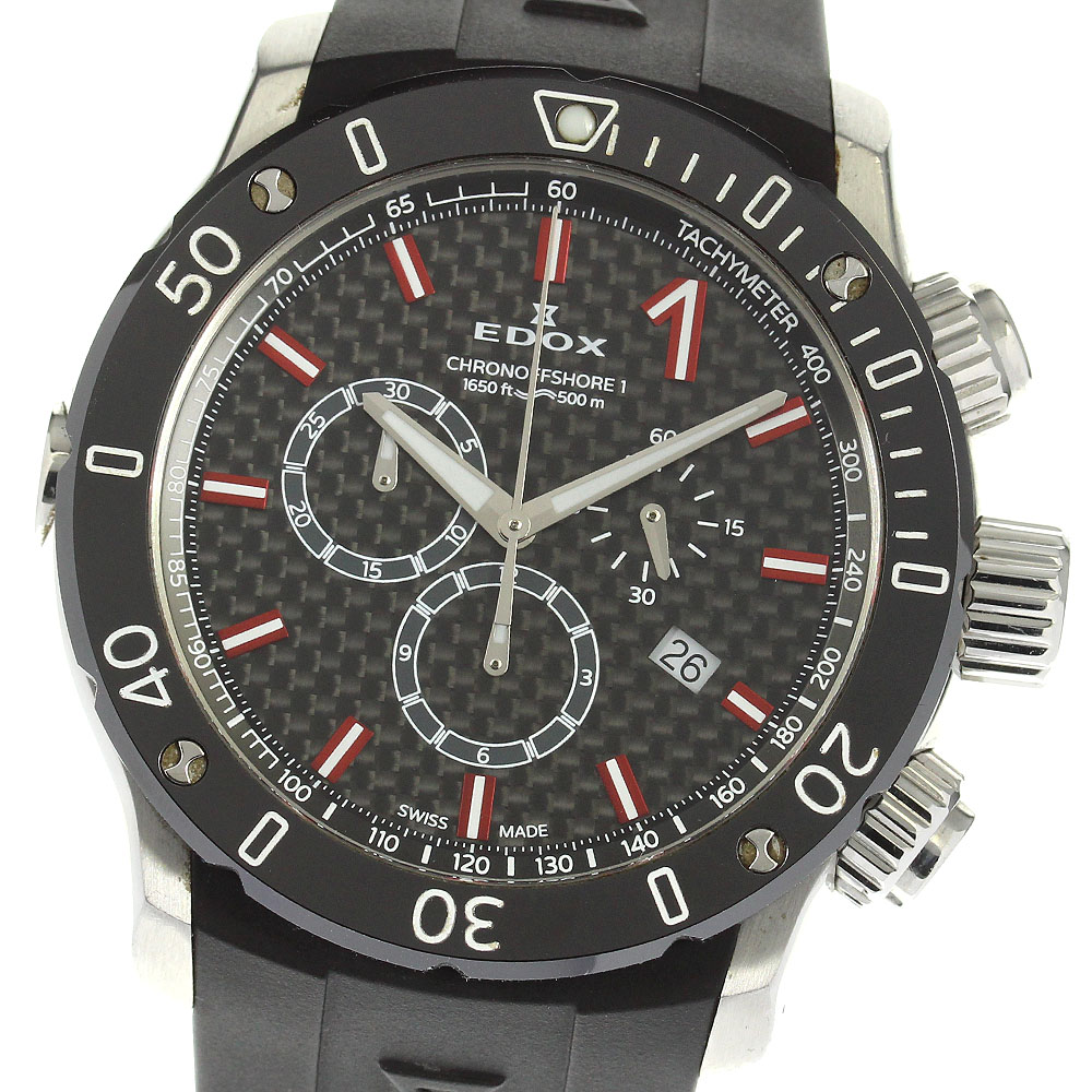 エドックス EDOX 10221 クロノオフショア1 クロノグラフ クォーツ メンズ 良品 保証書付き_803170【中古】