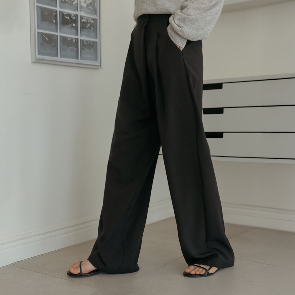 テリオンアンバルピンタックワイドスラックス