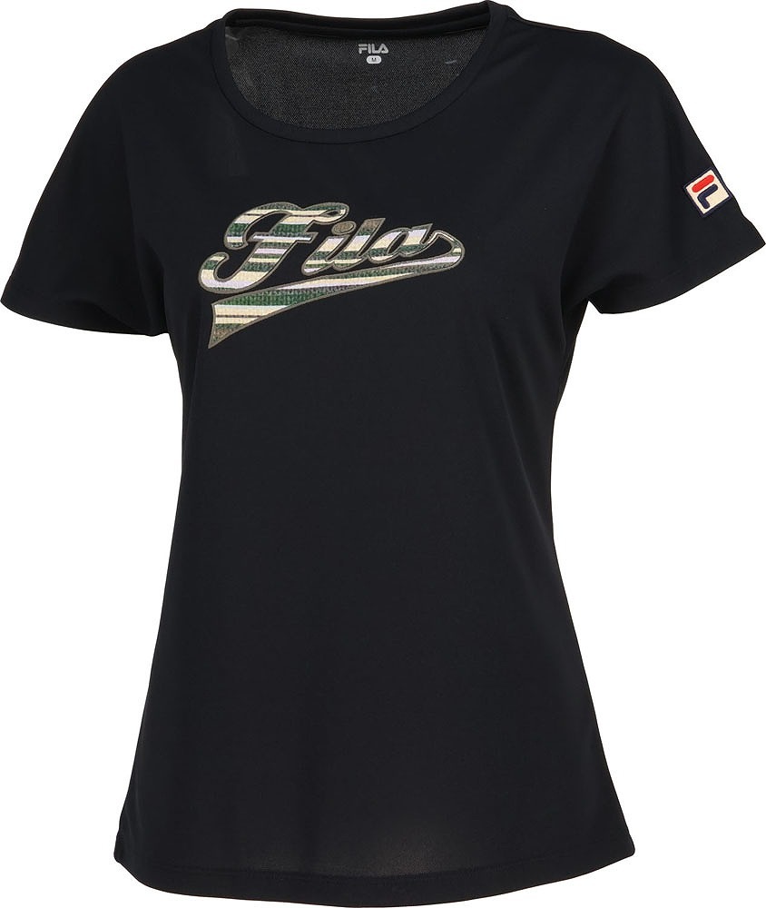 FILA(フィラ) FIL-VL2696-08-S レディース アップリケTシャツ（ブラック・サイズ：S） FILVL269608S