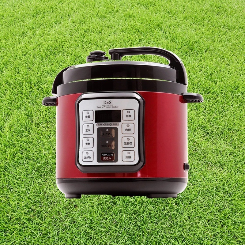 D&S ディーアンドエス 食材を入れてタイマーを押すだけ簡単調理電気圧力鍋 4.0L レッド ほったらかし電気圧力鍋 手軽に圧力調理 タイマー機能付き 再加熱もできるガラス蓋付き STL-EC50R