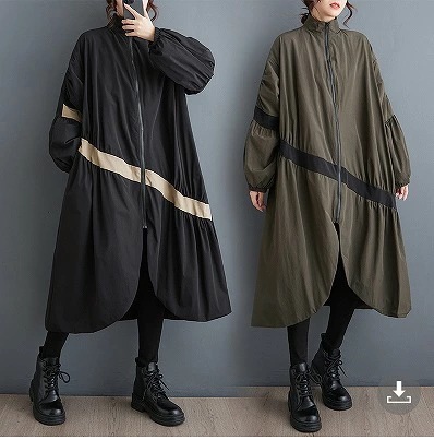 破格値コート ブラック/グリーン2色展開 【大きいサイズ レディース ロング ジャケット アウター 上着 ハンガー ロング丈 春夏 coat】