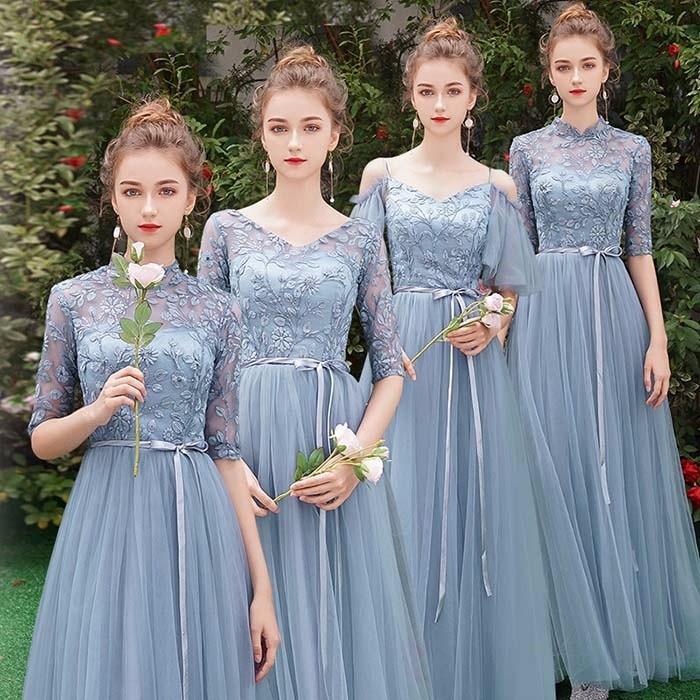 ブライズメイド ドレス ロング丈 二次会 小さいサイズ 結婚式 体型カバー 半袖 オフショルダー 謝恩会 卒業式 花嫁 ピアノ 発表会 演奏会