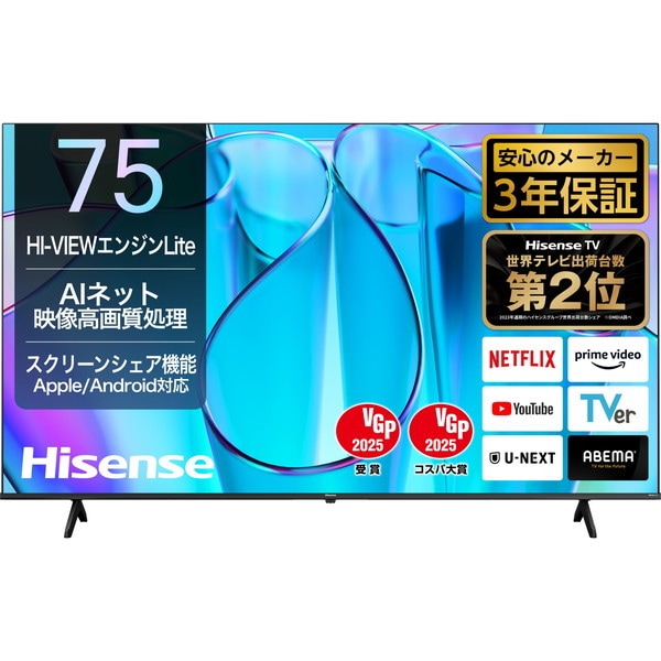 75E6N 75V型 地上・BS・110度CSデジタル 4K内蔵 液晶テレビ