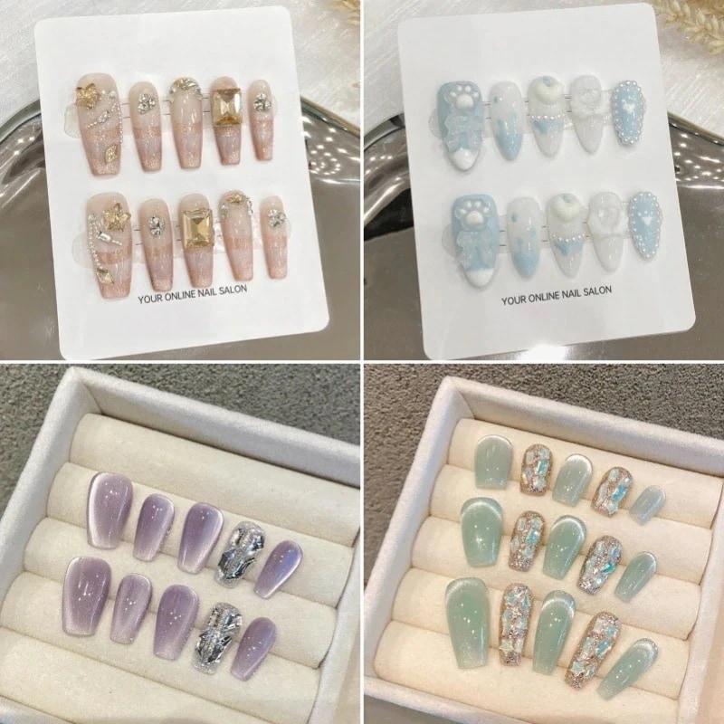 【10点セット】ネイルチップ 韓国 り 5月新作 ロング 人気 ショート 1秒簡単貼れる 短め つけ爪 長い 可愛い ネイルシール 貼るだけ グラデーション ネイル 黒 赤 紫 白 緑 青 ピンク ジ 11,586円