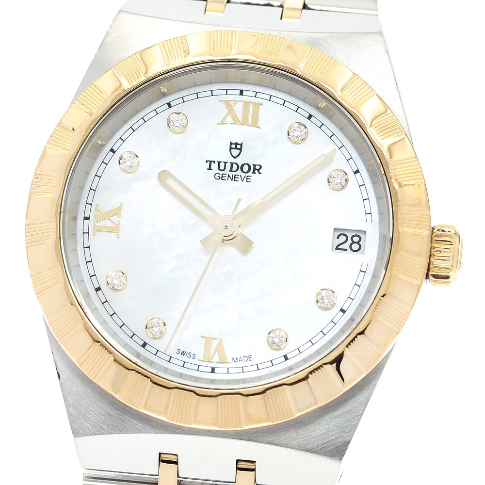 チュードル TUDOR 28403 ロイヤル デイト 8Pダイヤ 自動巻き ボーイズ 良品 保証書付き_891461【中古】
