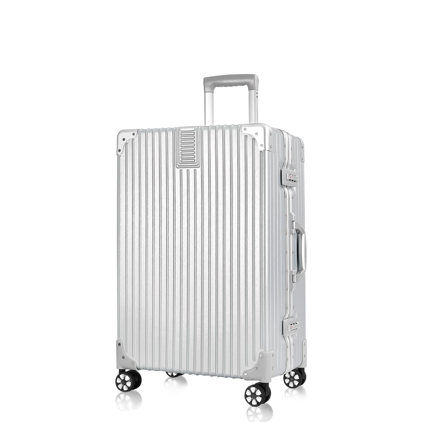 [タビトラ] スーツケース 大型 人気 キャリーバッグ TSAロック搭載 旅行用品 出張 超軽量 大容量 静音 8輪 アルミフレーム 77L 5.1KG シルバー L