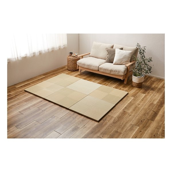 い草風置き畳 市松模様 水拭き可 約65×65×2.5cm 6枚入 グリーン 159055562