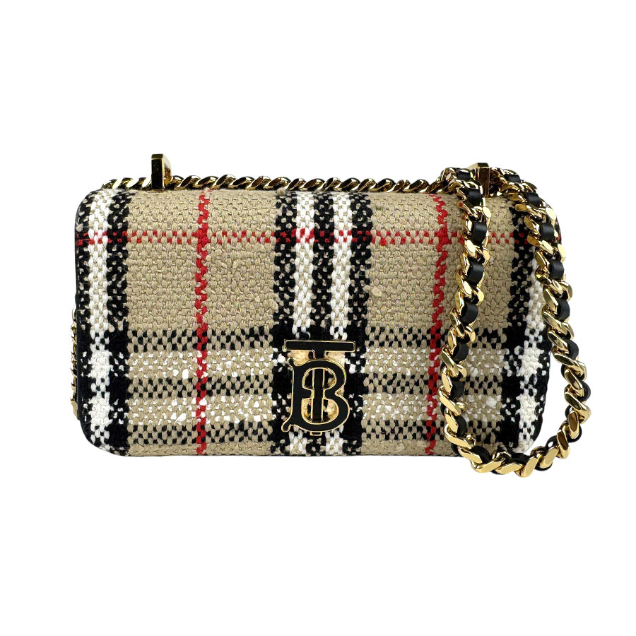 バーバリー BURBERRY ショルダーバッグ キャンバス/メタル ベージュ/ブラック/ゴールド レディース z4021