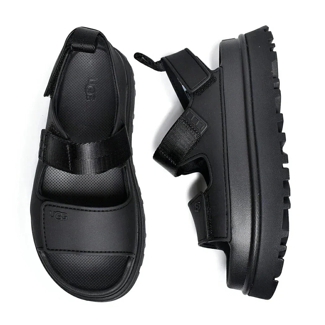 UGG W GOLDENGLOW "BLACK" アグ ウィメンズ ゴールデングロウ サンダル スライド レディース ( 黒 ブラック 厚底 ストラップ ベルト ラバー ウィメンズ 1152685