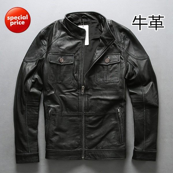 セール　本革ジャケット バイク用レザージャケット メンズ 革ジャン 牛革 バイクジャケット バイクウ