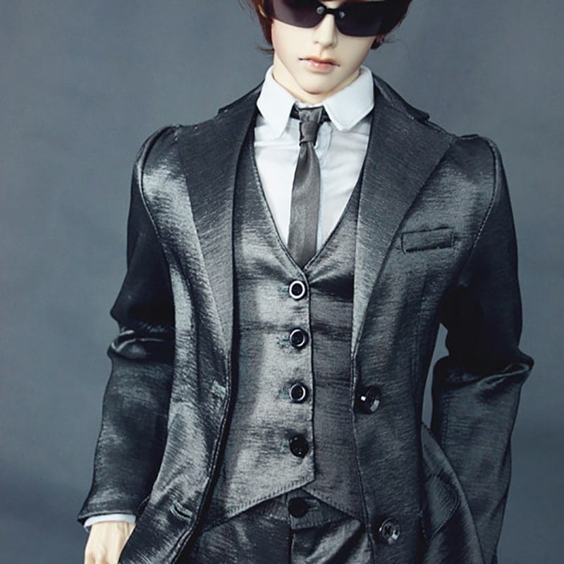 BJDドール服 シルバーグレー スーツセット モダン MSD/SD13/SD17/70cm/ID72/IOS80サイズ球体関節人形用衣装セット