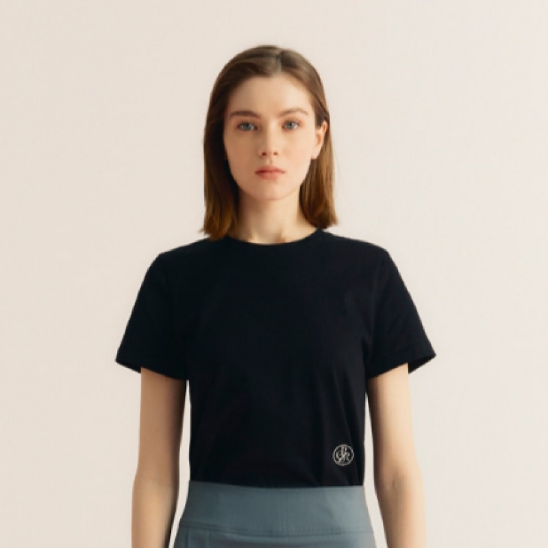 CITY BREEZE ミニロゴエンブロイダリーショートスリーブ Tシャツ_ブラック