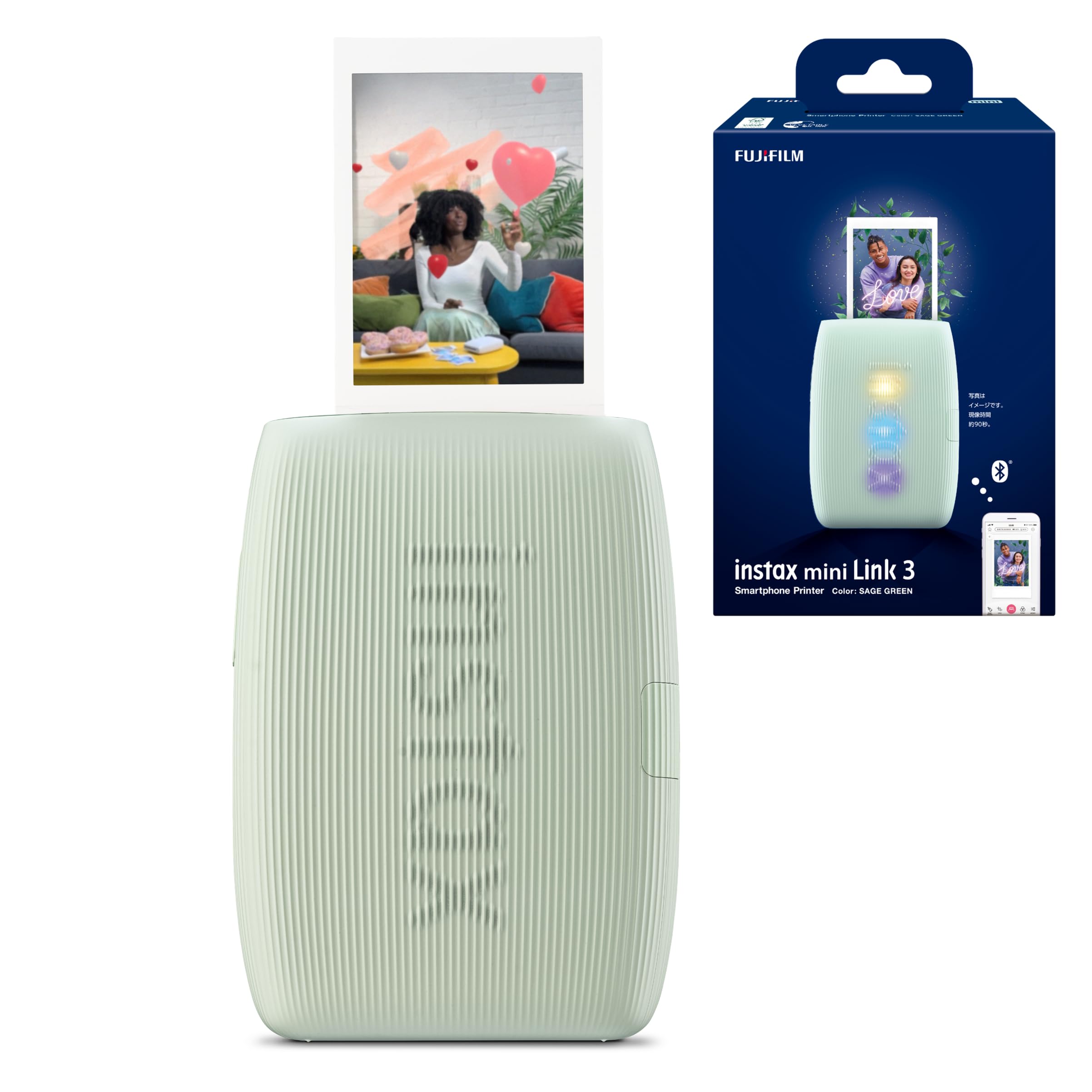 富士フイルム(FUJIFILM) チェキ スマホプリンター instax mini Link3 セージグリーン INS MINI LINK3 S GREEN